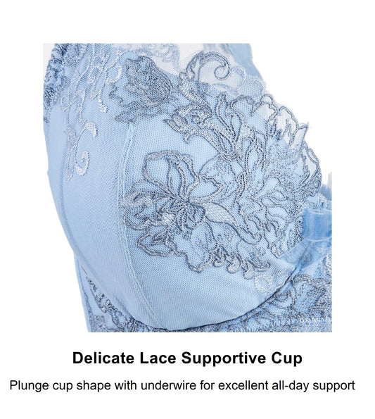 Ashley Embroidery Silk & Organic Cotton Supportive Plunge Bra